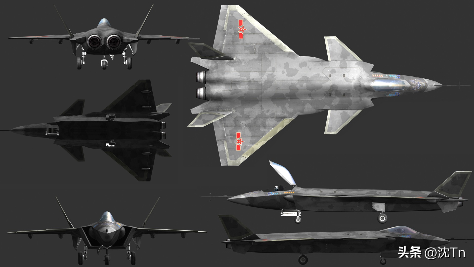 China's fourth generation fighter jet J20, missiles, bombs and air