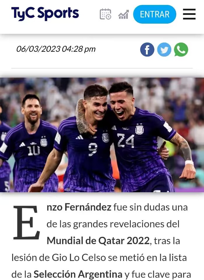 Enzo When I talk about Messi, I get goosebumps. I listened to his