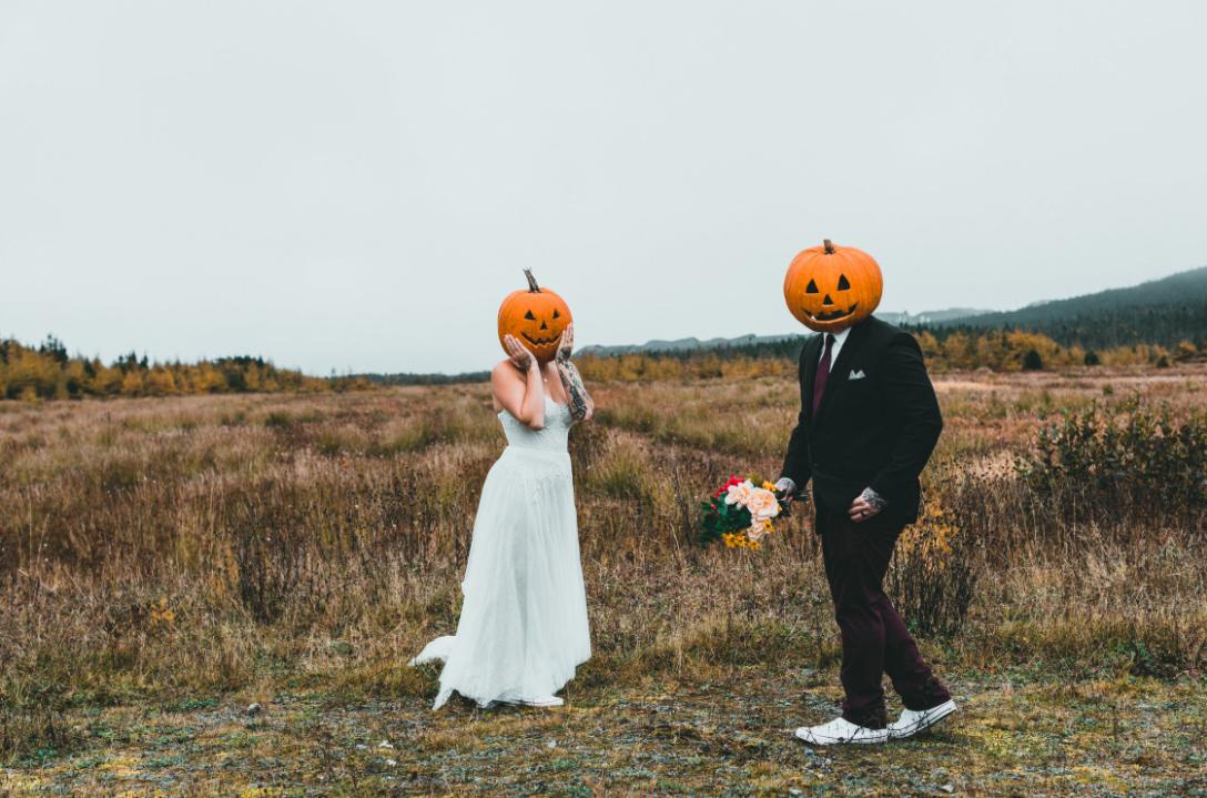 wedding pumpkin on head photoshoot ideas