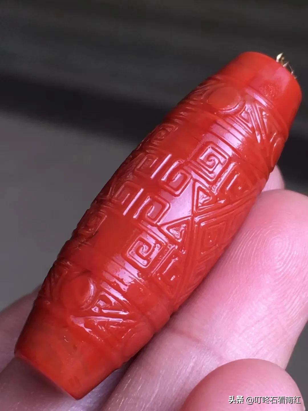 瓦西南紅回紋天珠,勒子,滿色滿肉精雕細琢,欣賞一下 - 資訊咖