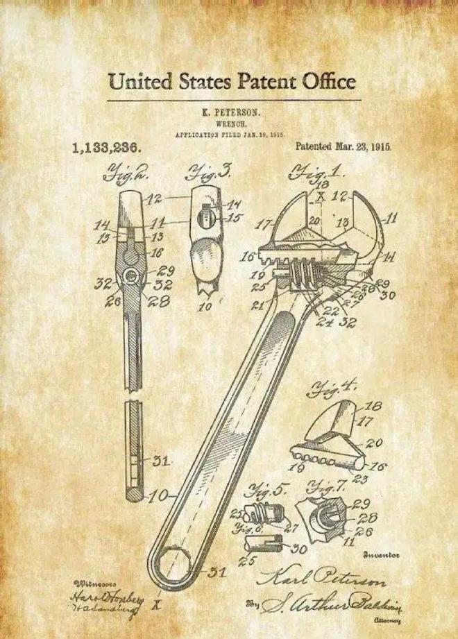 The wrench was invented in the United States. Fortunately, the patent