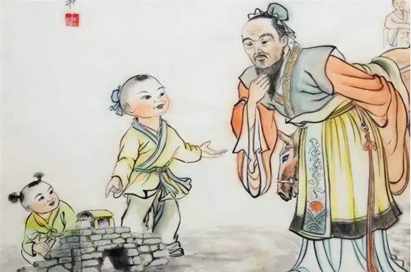 A 7-year-old child used a riddle to ask Confucius to take the initiative to