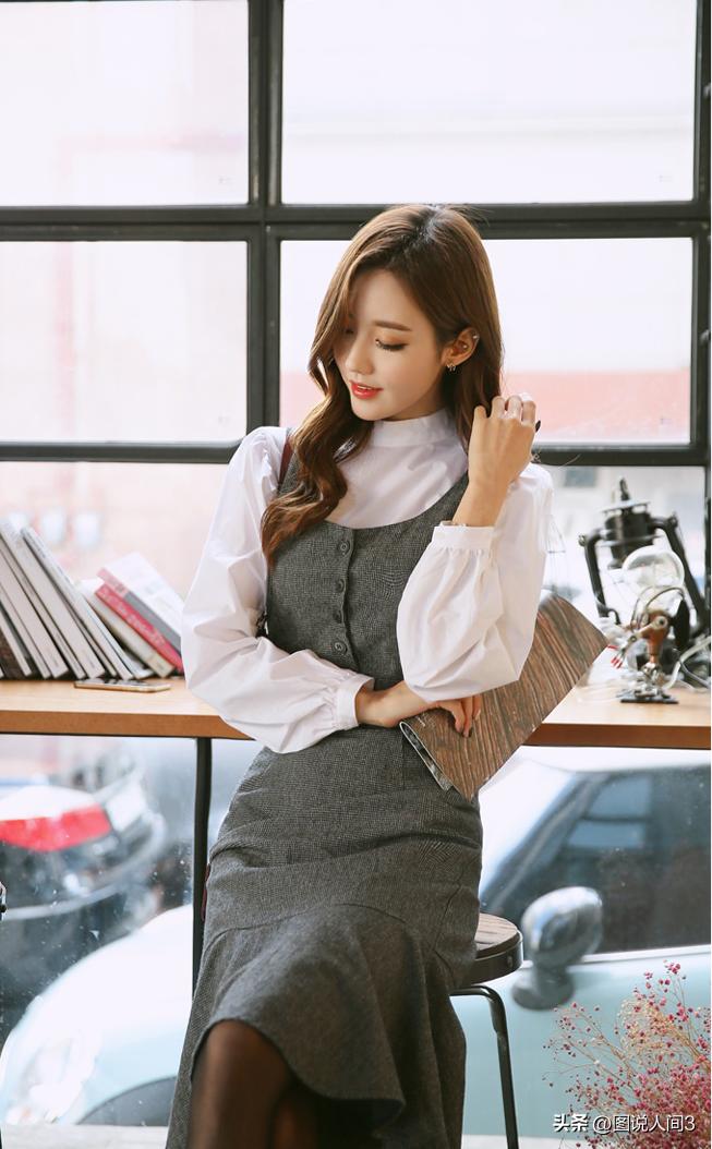 Sun Yunzhu gray suspender dress - iNEWS