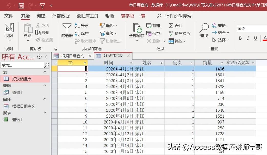 Access single date query box query) detailed steps iNEWS