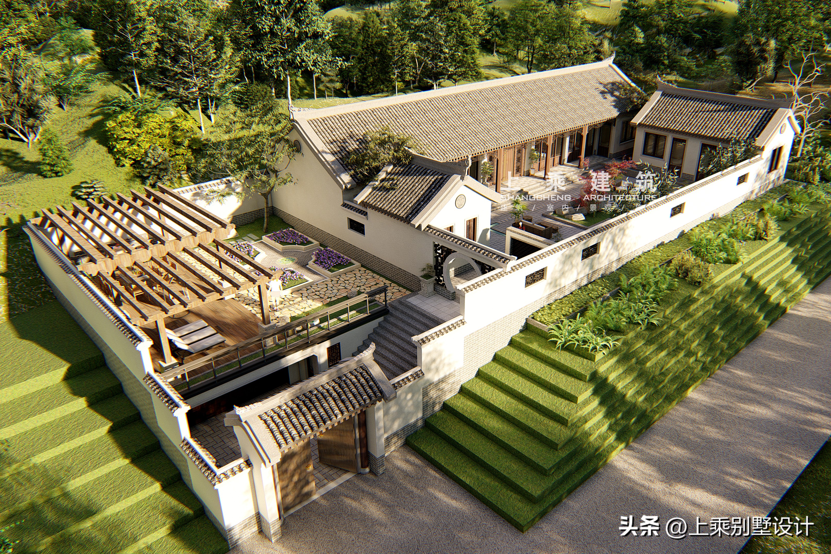 占地280㎡，長沙瀏陽農村一層中式合院自建別墅 - 資訊咖