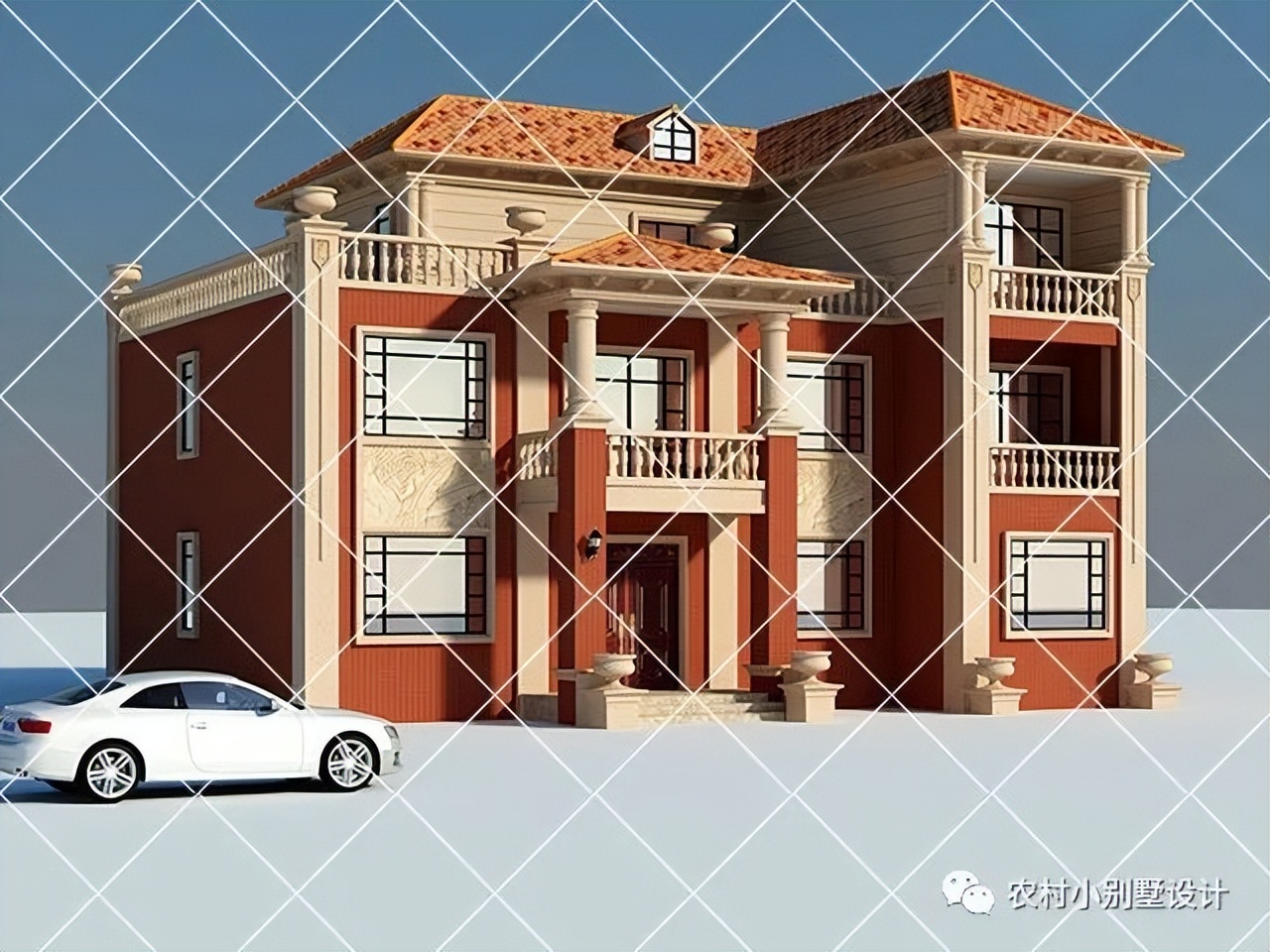 Red roof three-story rural villa, 56 sets of three-story rural red roof ...