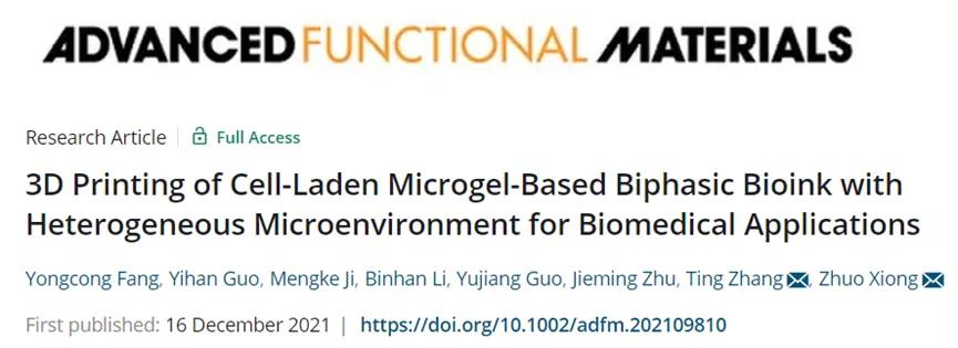 3D printing with high-fidelity microgel biphasic Bio ink - iNEWS