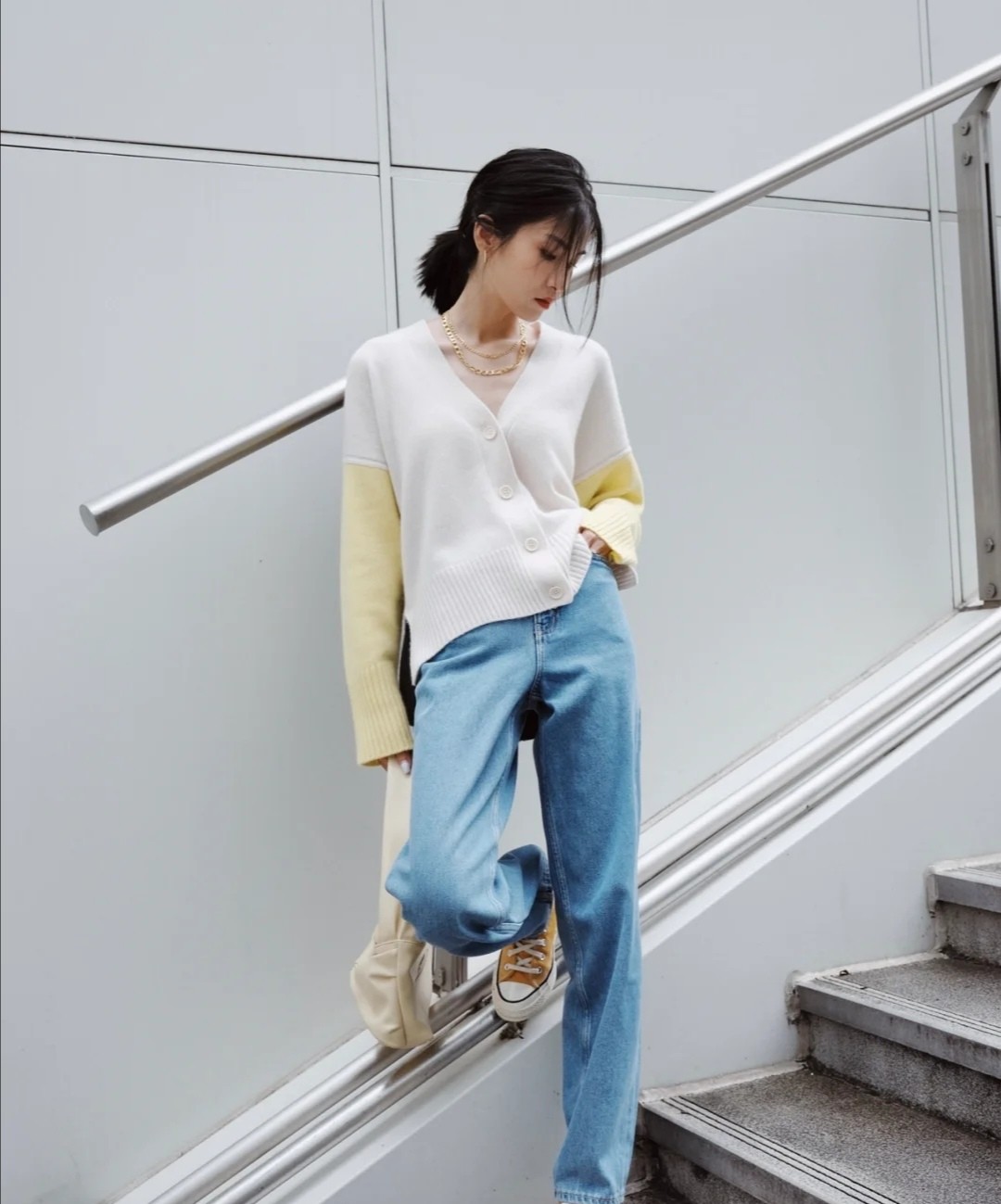 Women's Dignified Sense Of Design Autumn Fashion Stitching Sweaters