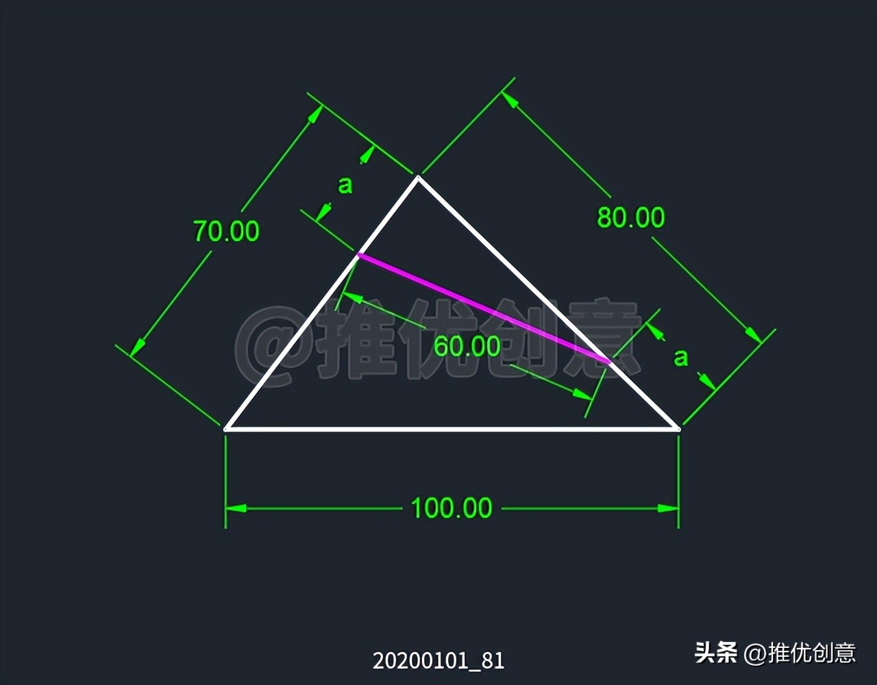 Draw a fixedlength line segment in a triangle engineering drawing