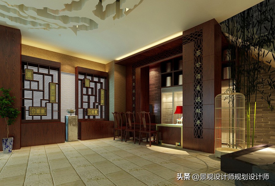 Teahouse interior decoration design case renderings - iMedia