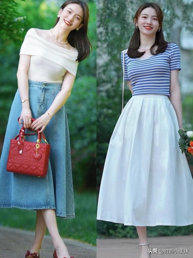 If you don't like dresses, choose a Tshirt + skirt to look taller and