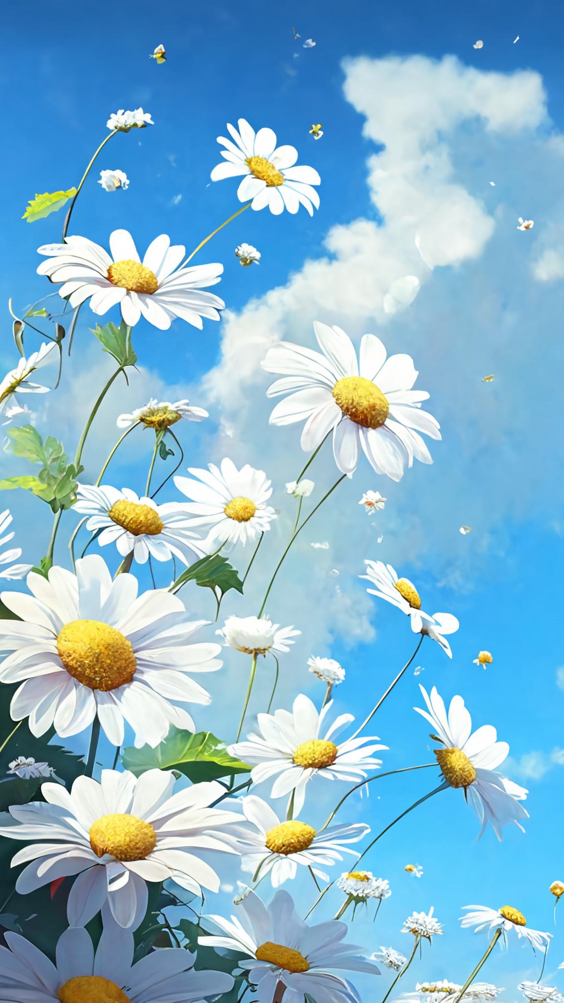 Mobile wallpaper - summer daisy, refreshing and simple healing