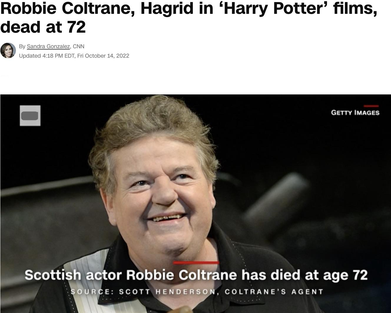 Robbie Coltrane Died At The Age Of 72 He Once Participated In Harry Potter And The Creators 1689