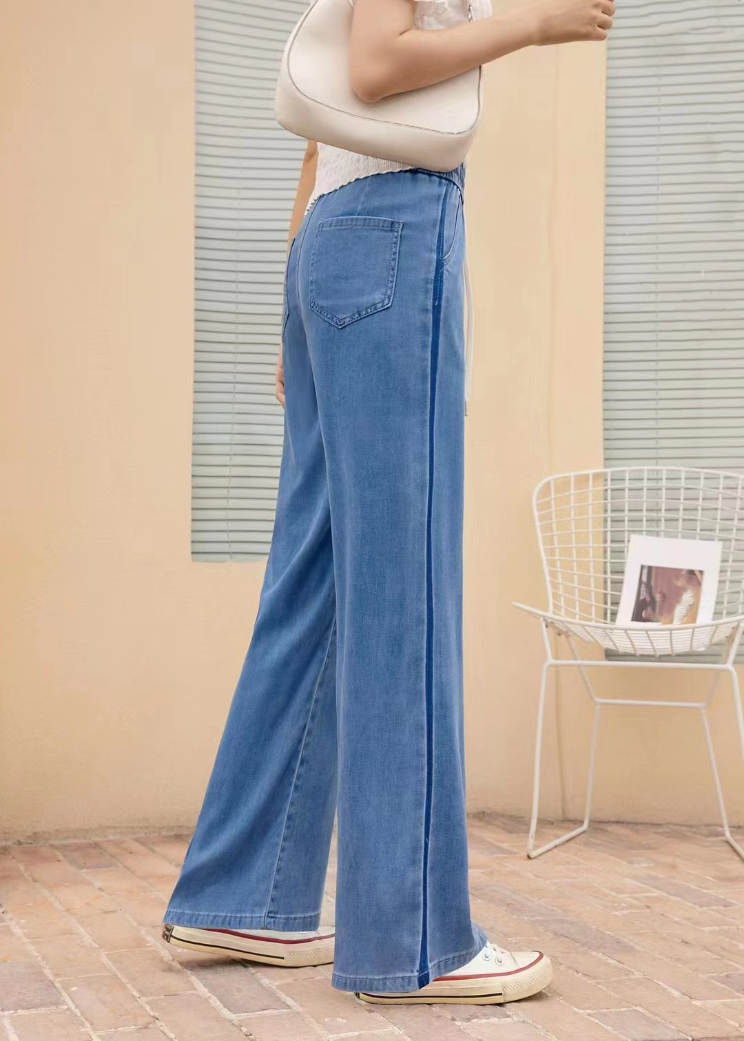 Retro Summer Pear-shaped Women's Tencel Cotton Straight Jeans