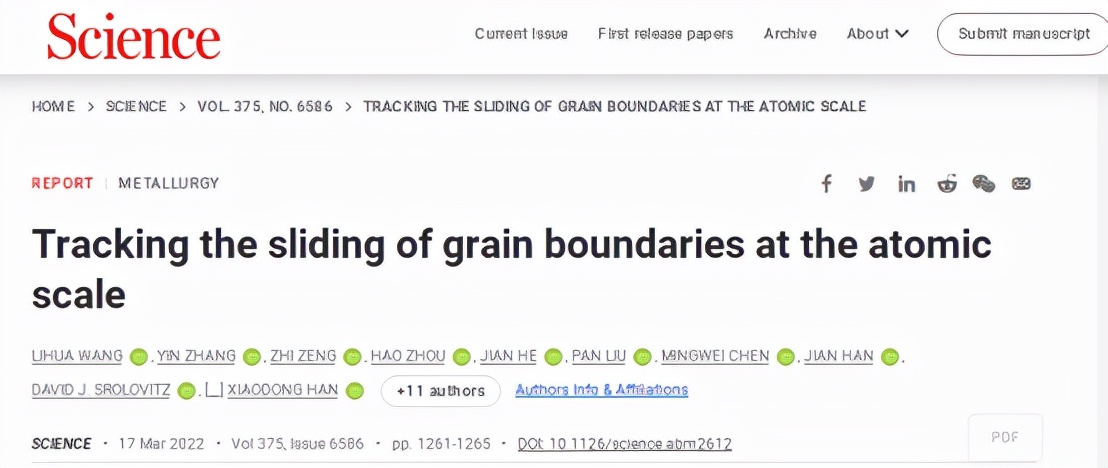 Science: Progress in the study of atomic mechanism of grain boundary ...