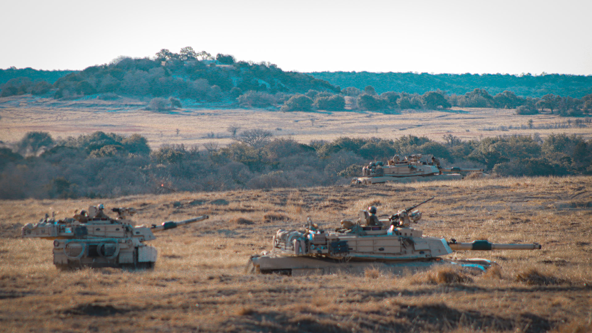 Two M1A2 SEP V3 main battle tanks from Bravo Company, 1st Battalion ...