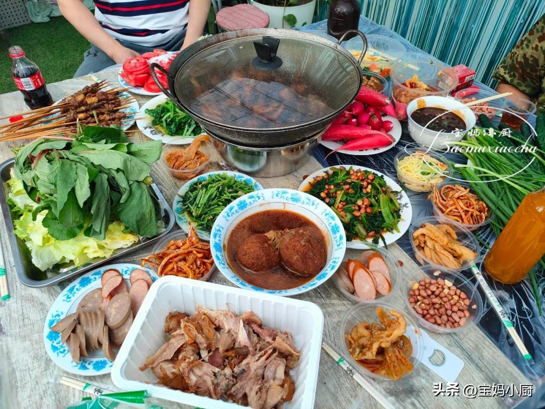 More than a dozen people got together, and set up a table of dishes