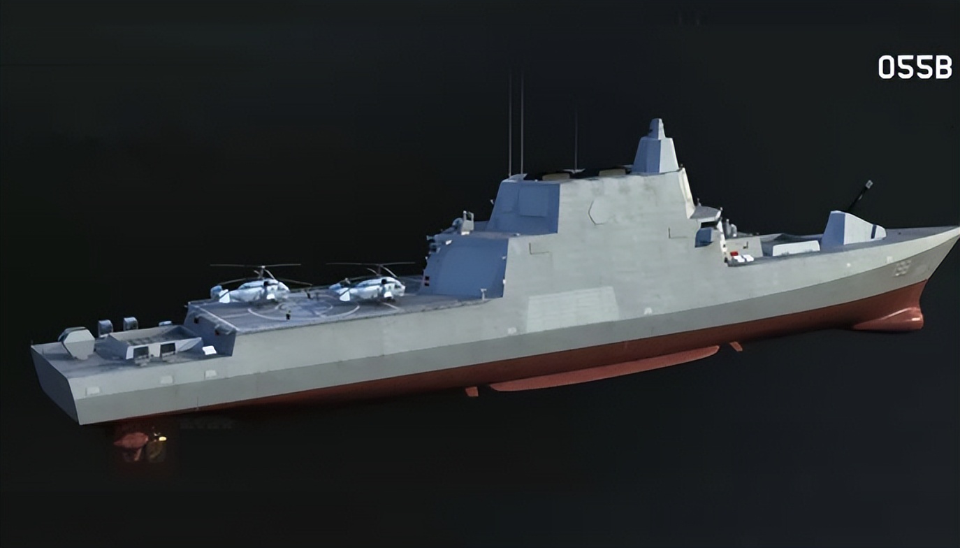 055b China is far ahead! The 055B ship was launched, with a full row of ...