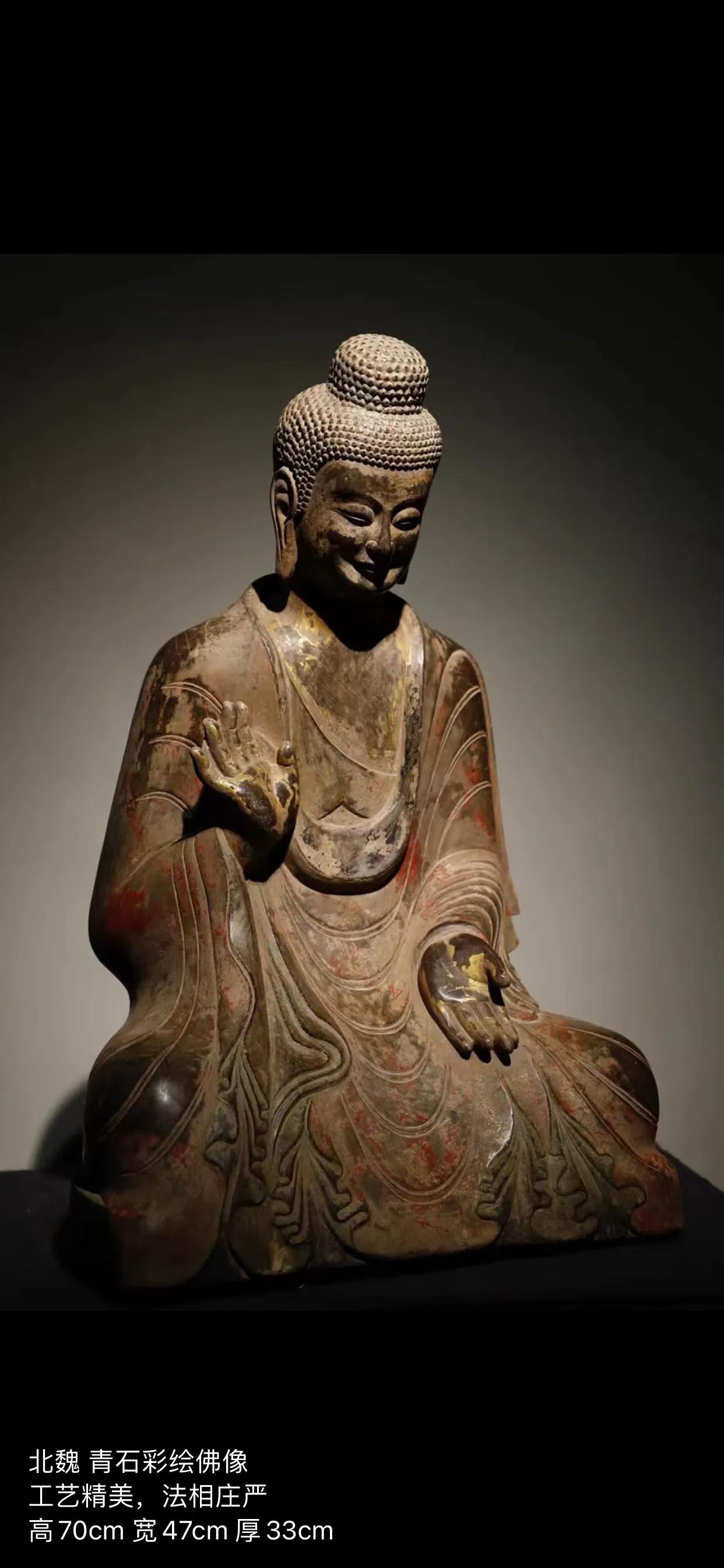 Bluestone painted Buddha statues in the Northern Wei Dynasty are ...