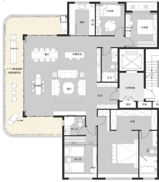 220㎡ super side hall type, 60㎡ giant hall + 270 degree landscape ...