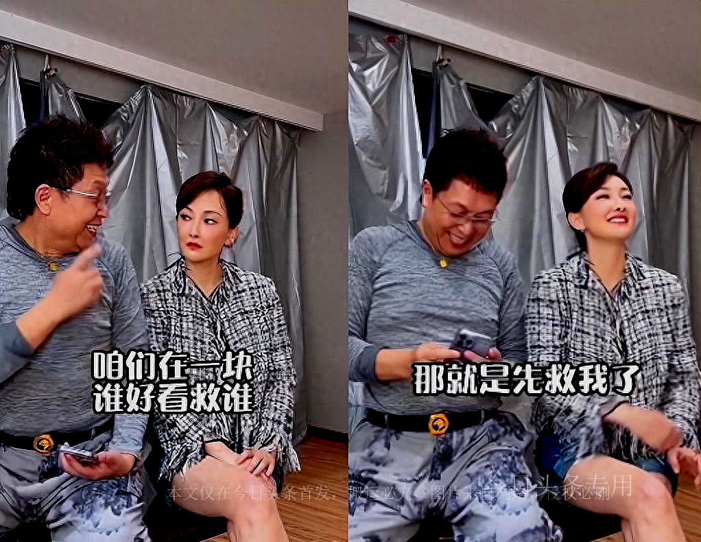49-year-old Niu Li is sitting at the table chatting. She wears short ...